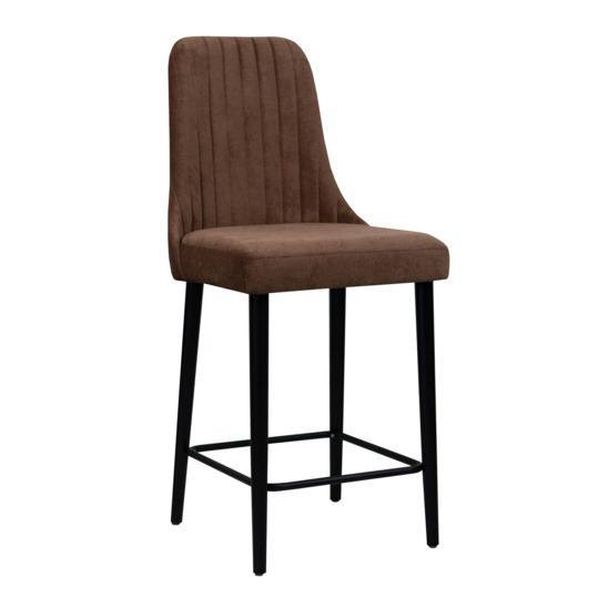 Kongsberg bar stool, brown fabric, steel legs - photo 1