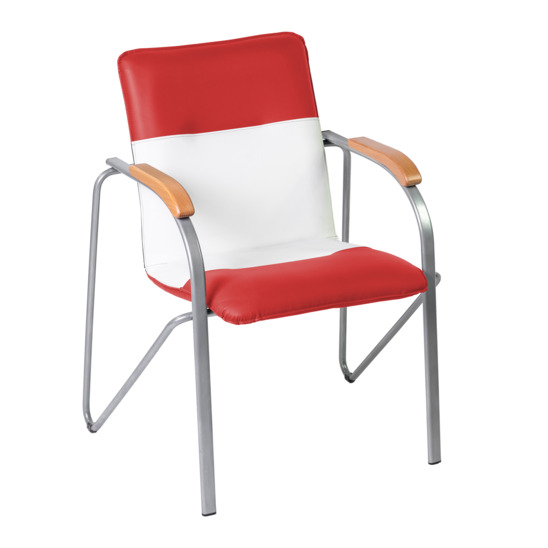 Samba chair, red/white, frame - silver - photo 1