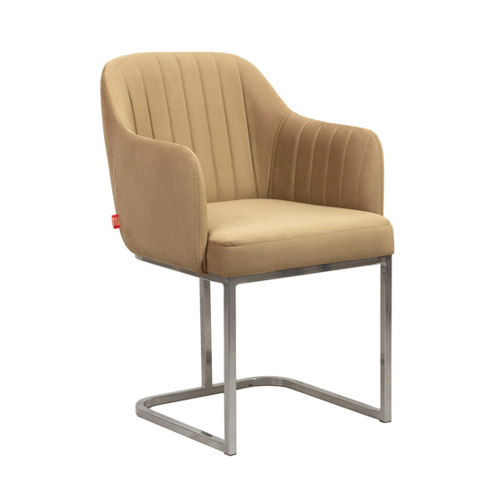 Tulip chair, beige velour, metal base - photo 1