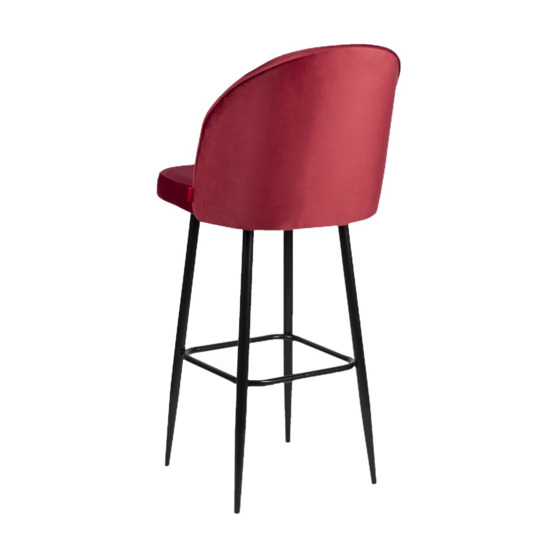 Tony bar stool, red velour Bella 04, metal black - photo 3