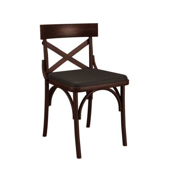 Country stain wenge chair, SPACE BROWN leatherette seat - photo 1