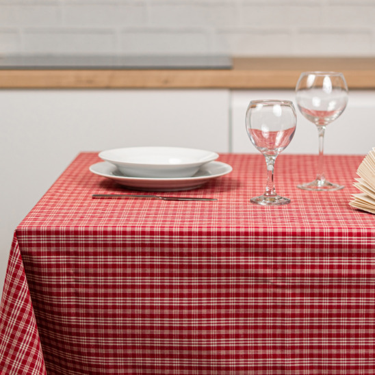 Linen tablecloth, red cage - photo 4