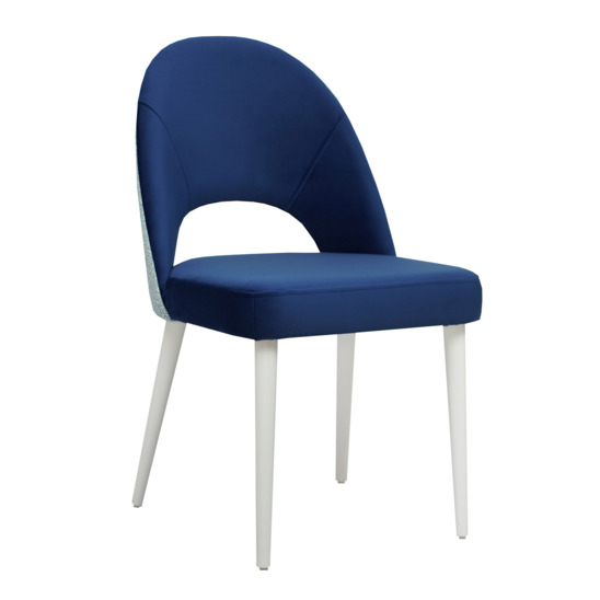 Malin chair, blue, blue tapestry, white legs - photo 1