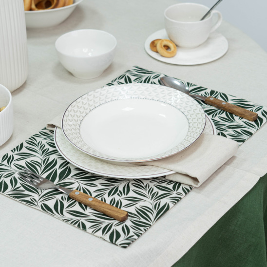 Dining set 1, linen/ garden green - photo 1