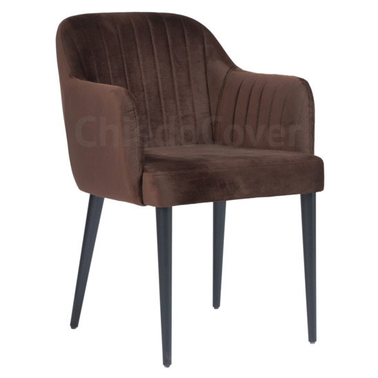 Tulip chair, brown corduroy, black legs - photo 1