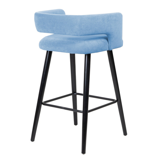 Marco bar stool, blue velour/ black frame - photo 2