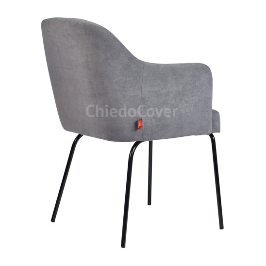 Tulip chair, grey velour, metal legs - photo 3