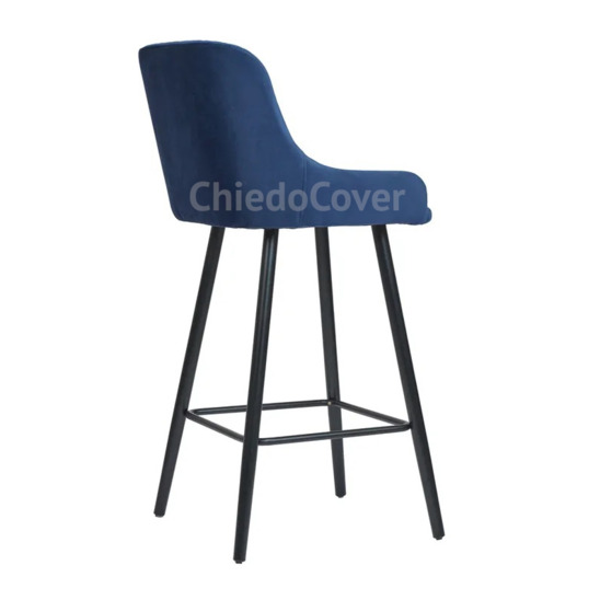 Mint bar stool blue velour, black enamel - photo 4