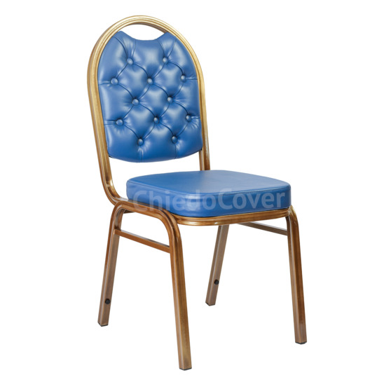 Asia 25mm chair with carriage tie, bronze, leatherette blue - صور 1