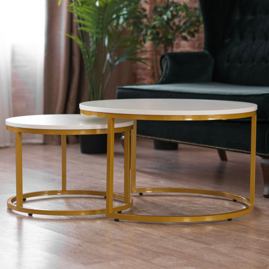 Madison x2 desk, white tabletop, gold frame - photo 8