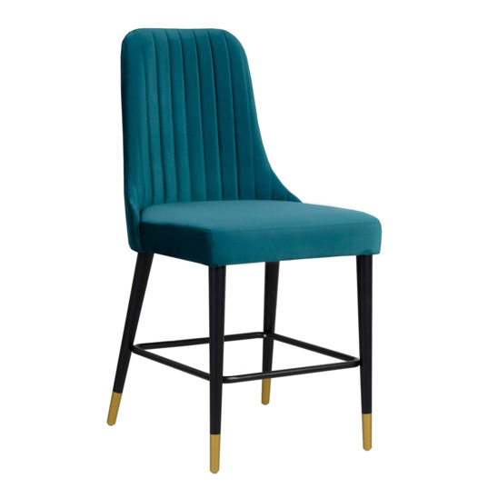 Kongsberg bar stool, emerald fabric, steel legs - photo 1