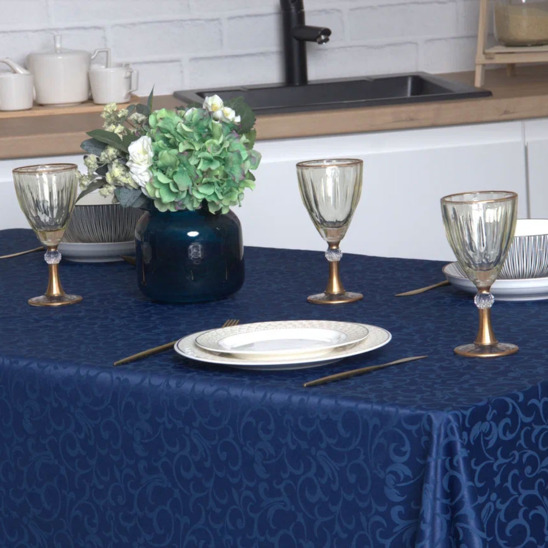 Rectangular tablecloth 3000*2300, floor-length, richard, blue curl - photo 1