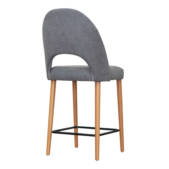 Mallin bar stool, grey velour, beech legs - photo 2