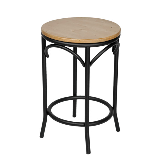 Bistro stool - steel legs, wooden seat - photo 1