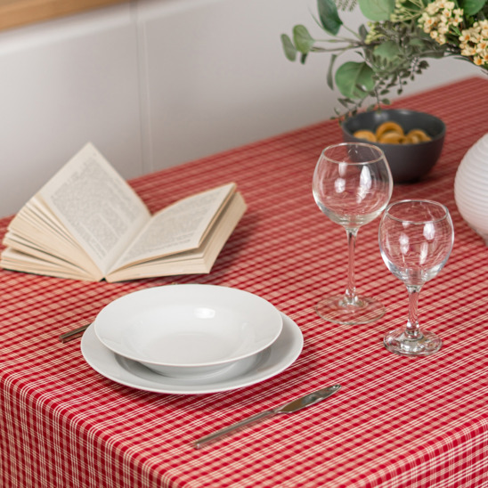 Linen tablecloth, red cage - photo 5