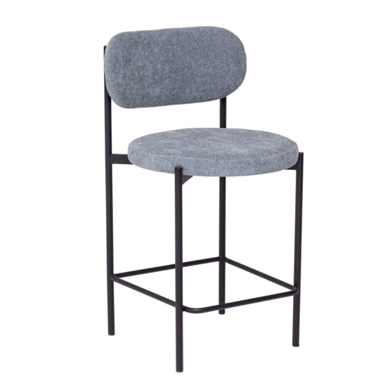 Gawaii bar stool, boucle Stella blue stone, legs metal black moire - photo 1