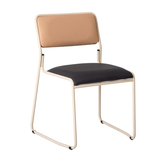 Chair Hair, Cream leatherette, seat Dark grey leatherette, metal frame RAL 1015 - photo 1