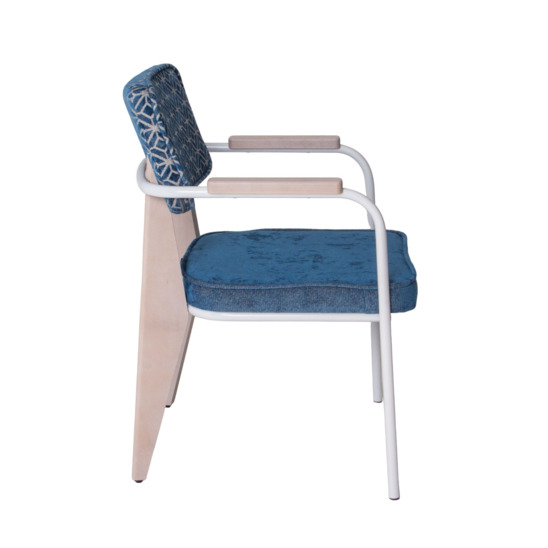 Mix chair, chenille Twinkle seat col.12 sky, chenille Twinkle star cool backrest. 12 sky, beech legs, white stain - photo 2