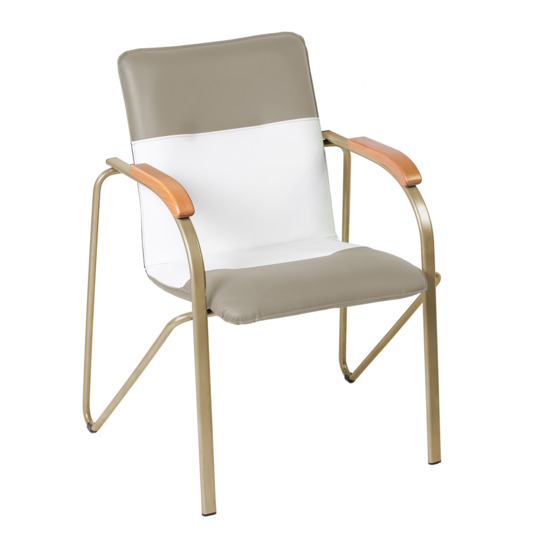 Samba chair, grey-beige/white, champagne frame - photo 1