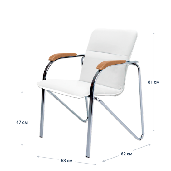 Samba chair, Galaxy New White leatherette, electroplating, beech armrests, lacquered - photo 4