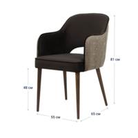 Product photo Rose chair, brown velour, jacquard back, brown legs from the ChiedoCover company.
