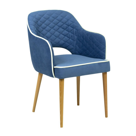 Diamond Rose chair, blue velour, white edging - photo 1