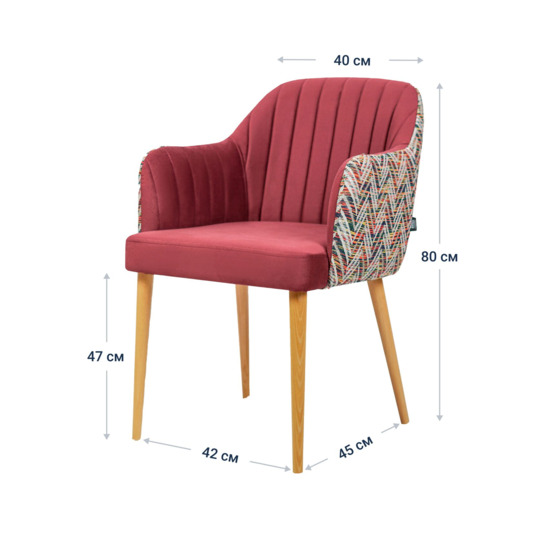 Tulip chair, Newtone wine microfibre, Arya indigo backrest, wooden legs - photo 6