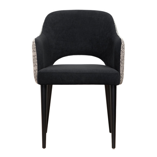 Rose chair, black velour, tapestry back, black legs - photo 2