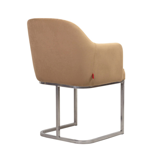 Tulip chair, beige velour, metal base - photo 2