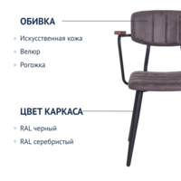 Product photo Kato chair with armrests, velour, solid beech from the ChiedoCover company.