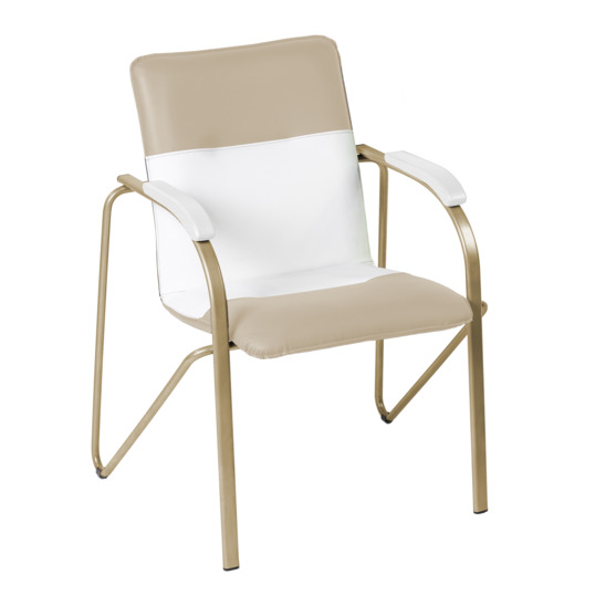 Samba chair, grey-beige/white, champagne frame, white armrests - photo 1