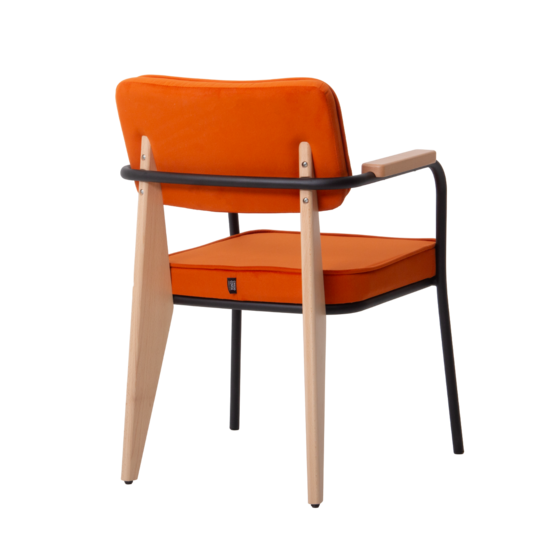 Mix Orange chair, velour Velutto 27, legs beech, stain light walnut , frame RAL 9005 - photo 4