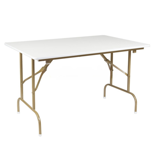 Leader 1 table, white, champagne frame - photo 1