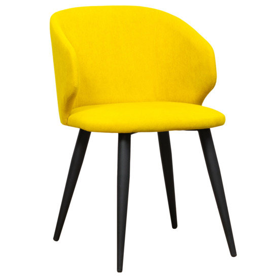 Mark chair, yellow velour, metal legs - photo 1