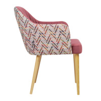 Product photo Tulip chair, Newtone wine microfibre, Arya indigo backrest, wooden legs from the ChiedoCover company.