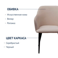 Product photo Terra chair, black legs, beige velour from the ChiedoCover company.