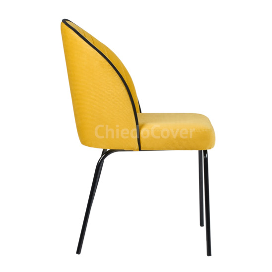 Tony's chair, yellow / black corduroy, black metal legs - photo 2