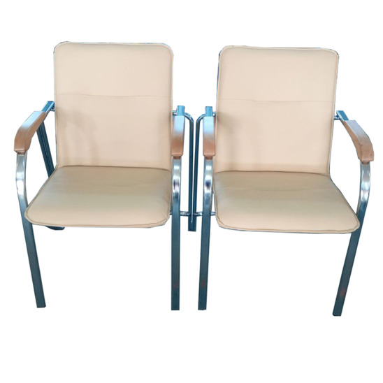 Samba chair, Nitra Beige leatherette, electroplating frame, beech armrests, lacquered - photo 2