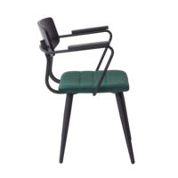 Product photo Kato chair with armrests, wooden back, metal legs from the ChiedoCover company.