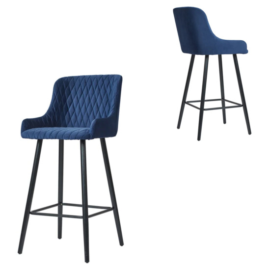 Mint bar stool blue velour, black enamel - photo 2