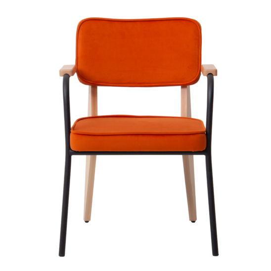 Mix Orange chair, velour Velutto 27, legs beech, stain light walnut , frame RAL 9005 - photo 2