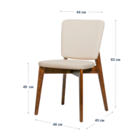 Product photo Safir chair, eco-leather Lux almond beige, antique walnut from the ChiedoCover company.