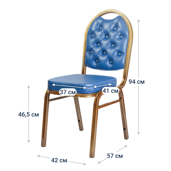 Asia 25mm chair with carriage tie, bronze, blue leatherette - photo 6