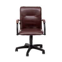 Product photo Office chair Samba, eco-leather Space Cognac, armrests beech, plastic crosspiece from the ChiedoCover company.