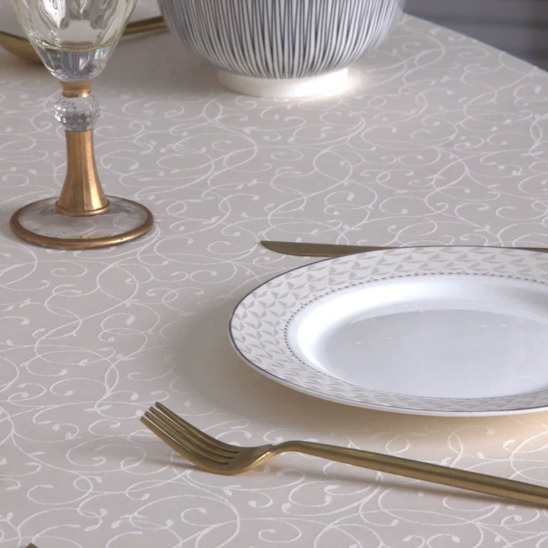 Round tablecloth D3000, Richard, ivory monogram - photo 3