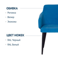 Product photo Fresh chair, velour Teddy 931, metal legs RAL 9005 from the ChiedoCover company.