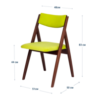 Product photo Folding chair Clack, upholstered backrest, velour Teddy 932, frame beech stain antique walnut from the ChiedoCover company.
