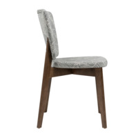 Product photo Safir chair, chenille Viola grey, antique walnut from the ChiedoCover company.