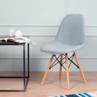 Product photo E01 chair cover for Eames, sealed, velour grey from the ChiedoCover company.