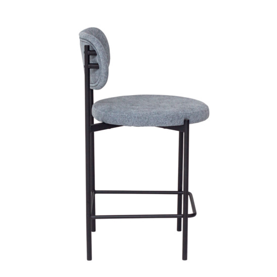 Gawaii bar stool, boucle Stella blue stone, legs metal black moire - photo 2